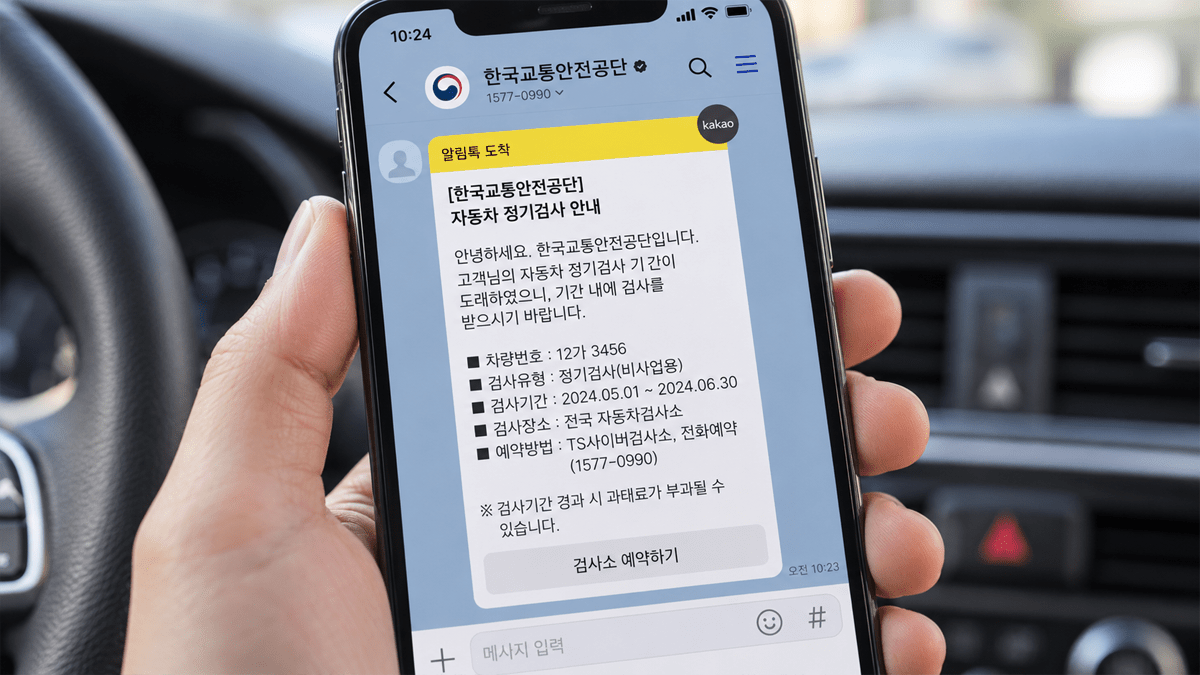 자동차 검사 안내문 / 기사 이해를 돕기 위한 AI 생성 이미지