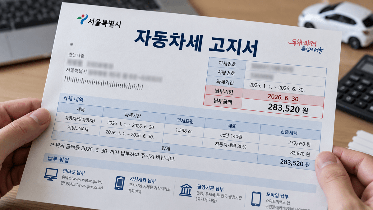자동차세 고지서 / 기사 이해를 돕기 위한 AI 생성 이미지