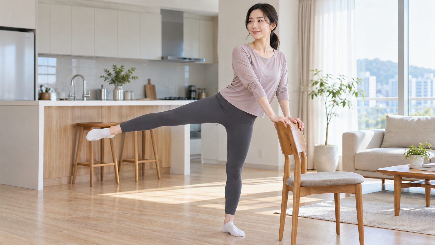 [웰니스 완료] 난간 잡아야 계단 오르는 55세 이후, 물 끓는 사이 무릎 살리는 의자 운동 3가지