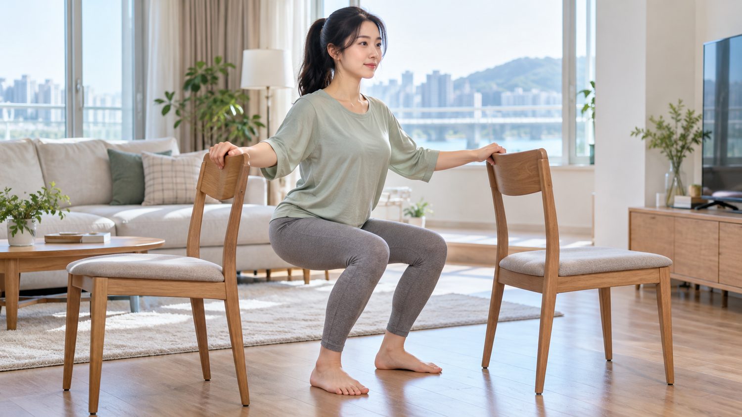 [웰니스 완료] 계단 오르기가 무서워졌다면? 60세 이후 의자 두 개로 하체 힘 깨우는 운동 3가지