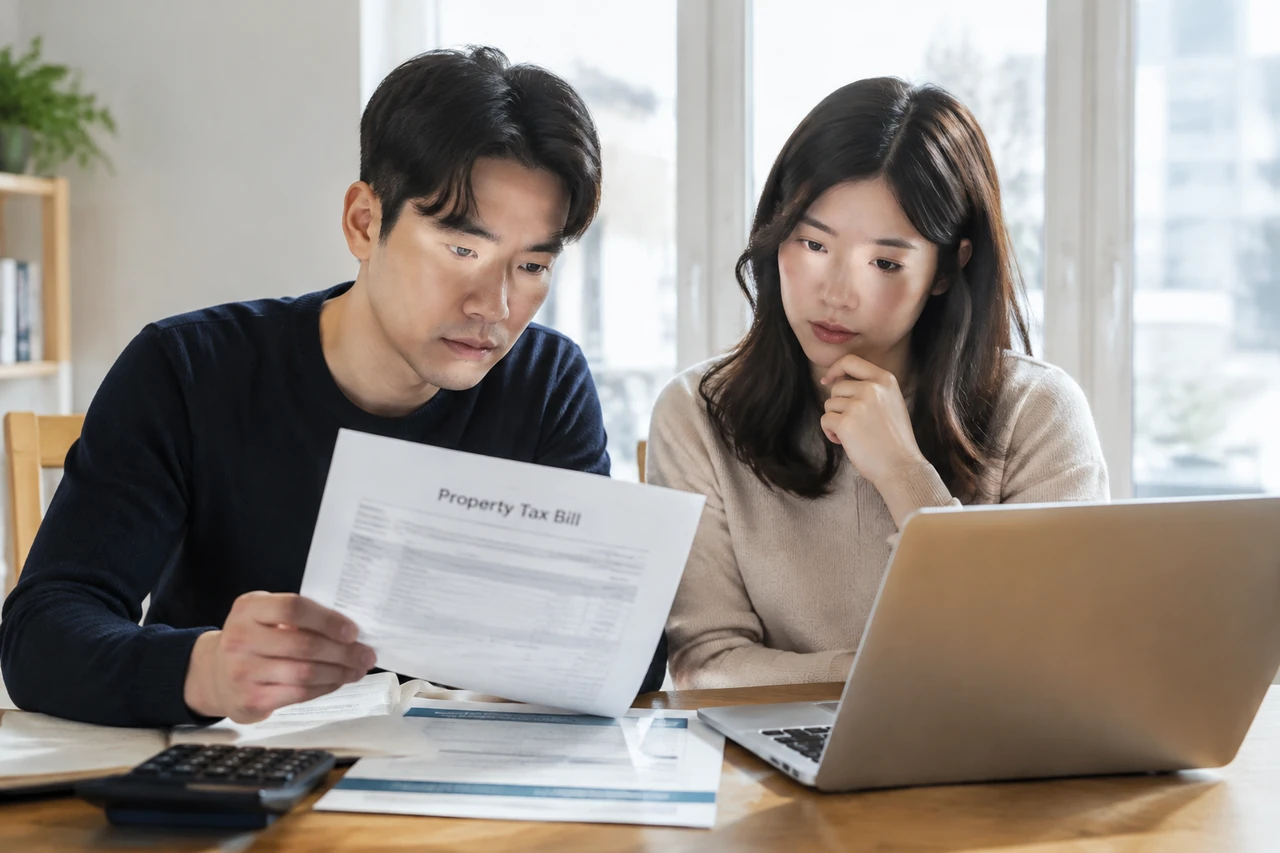 주택 계약 서류와 노트북 / AI 생성 이미지